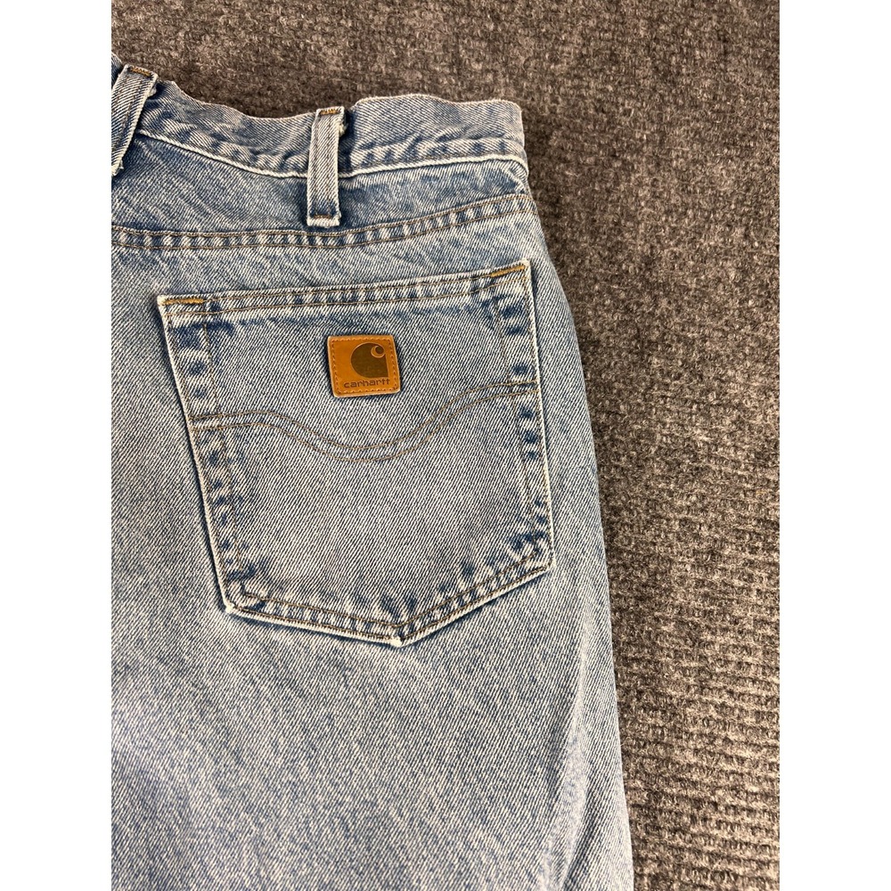 Vintage Carhartt Relaxed Fit Jeans Mens 32x34 Distressed Hem USA Workwear - Picture 9 of 16